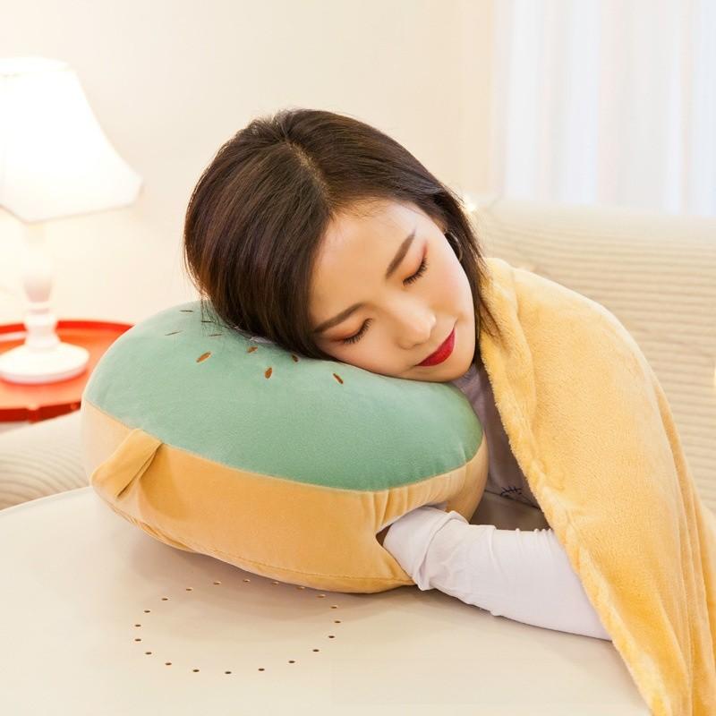 Fruit Plush Pillow With Warmth Blanket For Summer Relaxation And Office Comfort