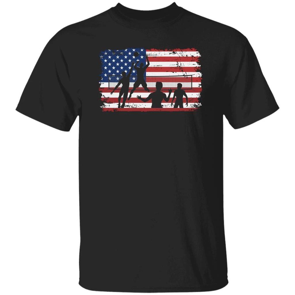 Volleyball US Flag Unisex T-shirt American Volleyball Player Tee Dark Heather