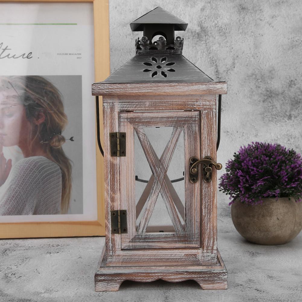 Retro Wooden Candlestick Candle Holder Craft Gift House Desk Ornament Decoration28 X 12.5 X 12.5cm