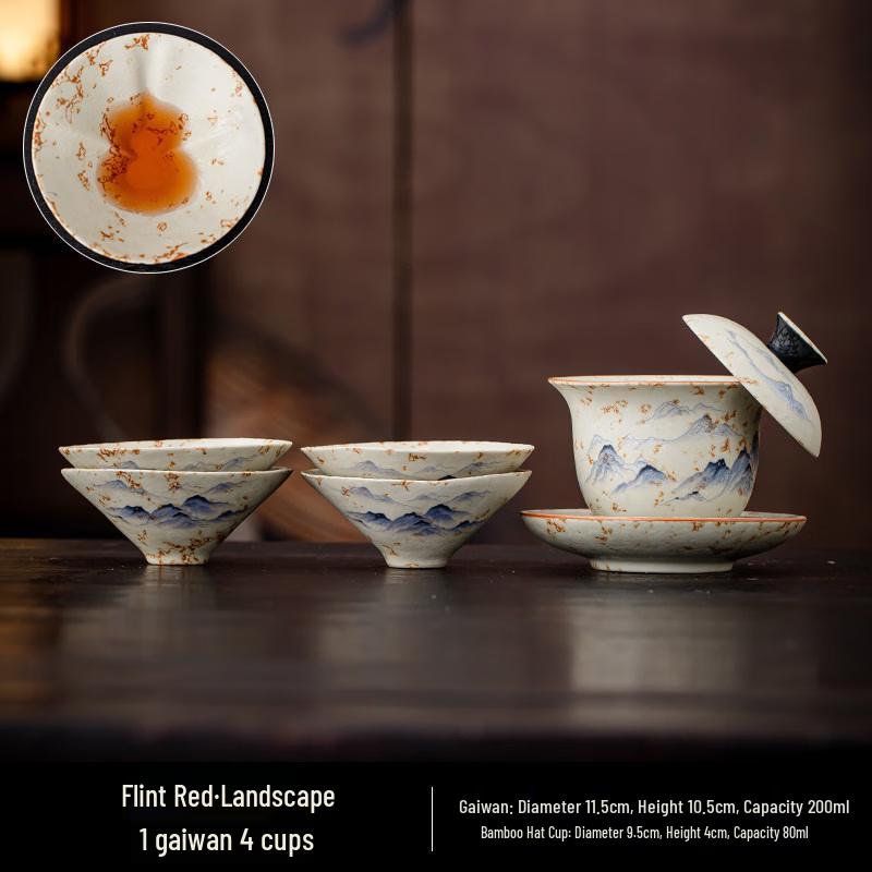 Flint Red Gaiwan Teacup Set
