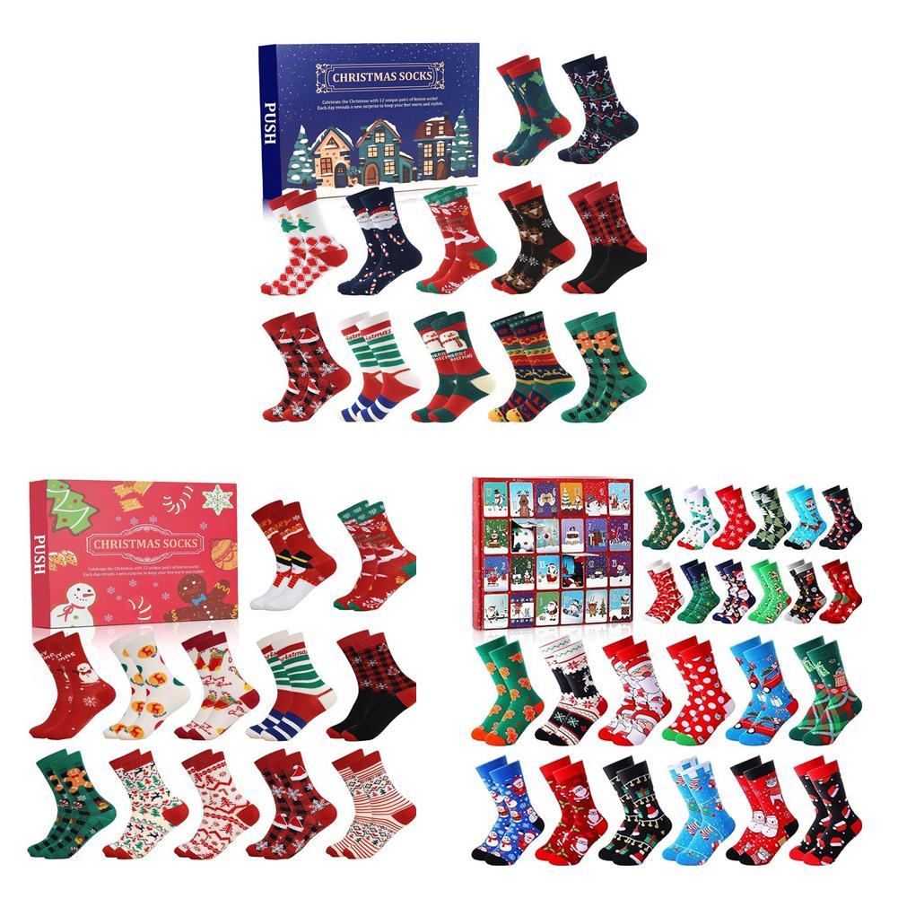12/24Pairs Christmas Stocking Advent Calendar 12/24 Christmas Days Festive For Men Holiday 2024 X1W3