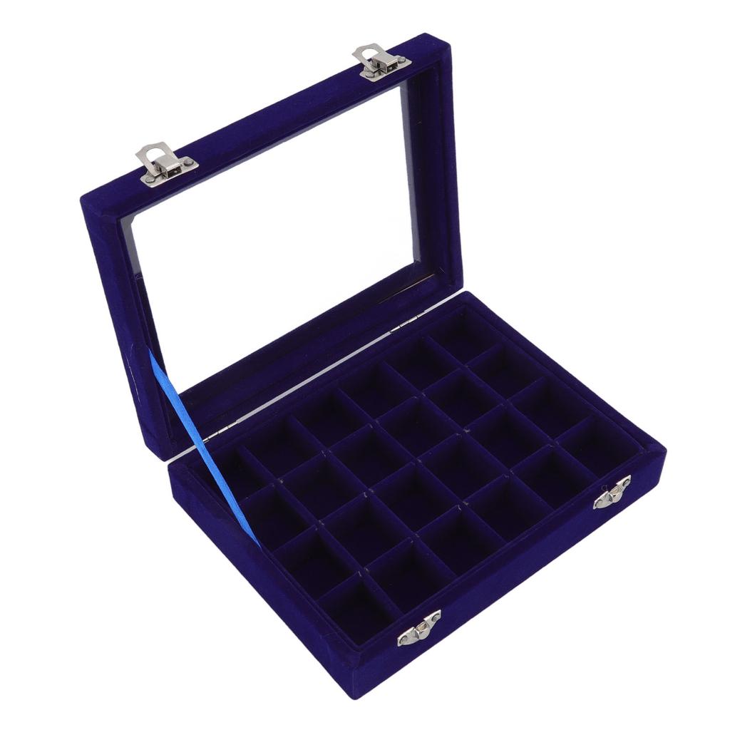 24 Grid Earring Storage Box Fashion Jewelry Display Tray with Transparent Lid for Stud Earrings