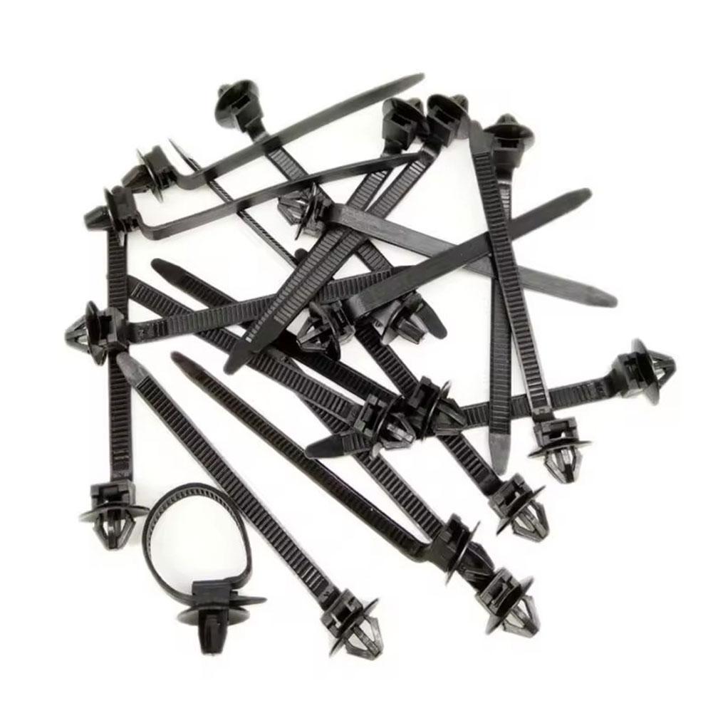Nylon Universal Cable Tie Buckle Heavy Duty Self-Locking Zip Ties Holder with Pin Fasteners Car Body UV Resistant Zipties