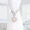 Elegant 2Pieces Braided Rope Window Curtain Tiebacks with Heart Pendant Drapery Holdbacks Ties for Home Aesthetic Decors