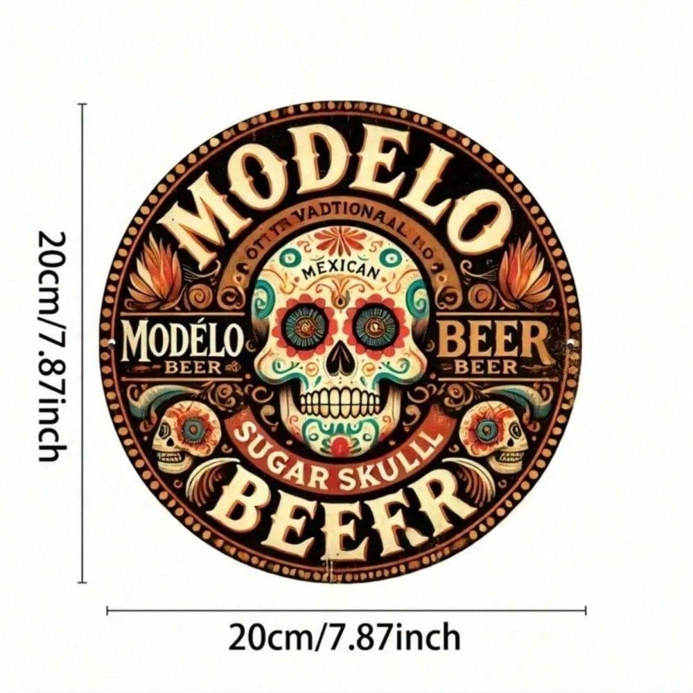 Metalen Wandposter Rond Schedelbord voor Bar Huis Pub Waterdicht Buiten Decor