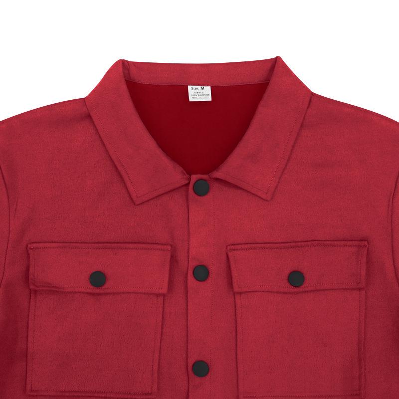 Men's Slim Fit Suede Jacket and Pants Set - Solid Color, Single-breasted, Autumn/Winter European Style.