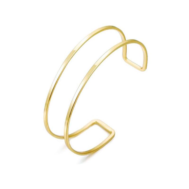 Brățară Metalică Trendy Geometrică cu Strat Dublu și Reglabilă pentru Braț