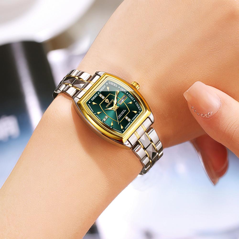 Leichter Luxus Neue Damen Herrenuhr Business Stahlband Wasserdicht Kalender Damen Mode Quarz Armbanduhren Geschenk