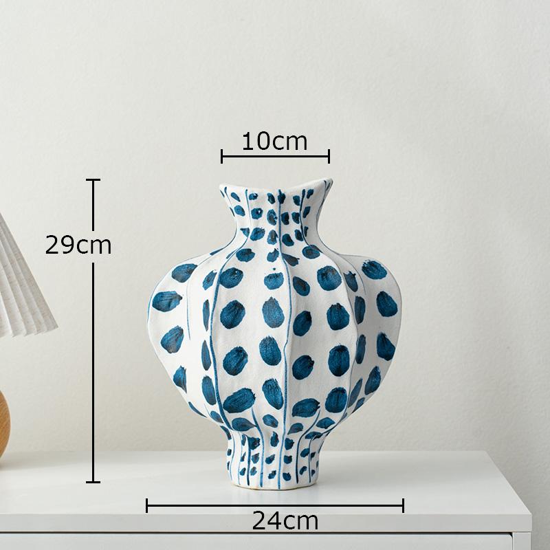 Handicrafts Painted Pattern Ceramic Vase Irregular Shape Flower Pots Table Decoration Flowers Arrangement Room Aesthetic Decor