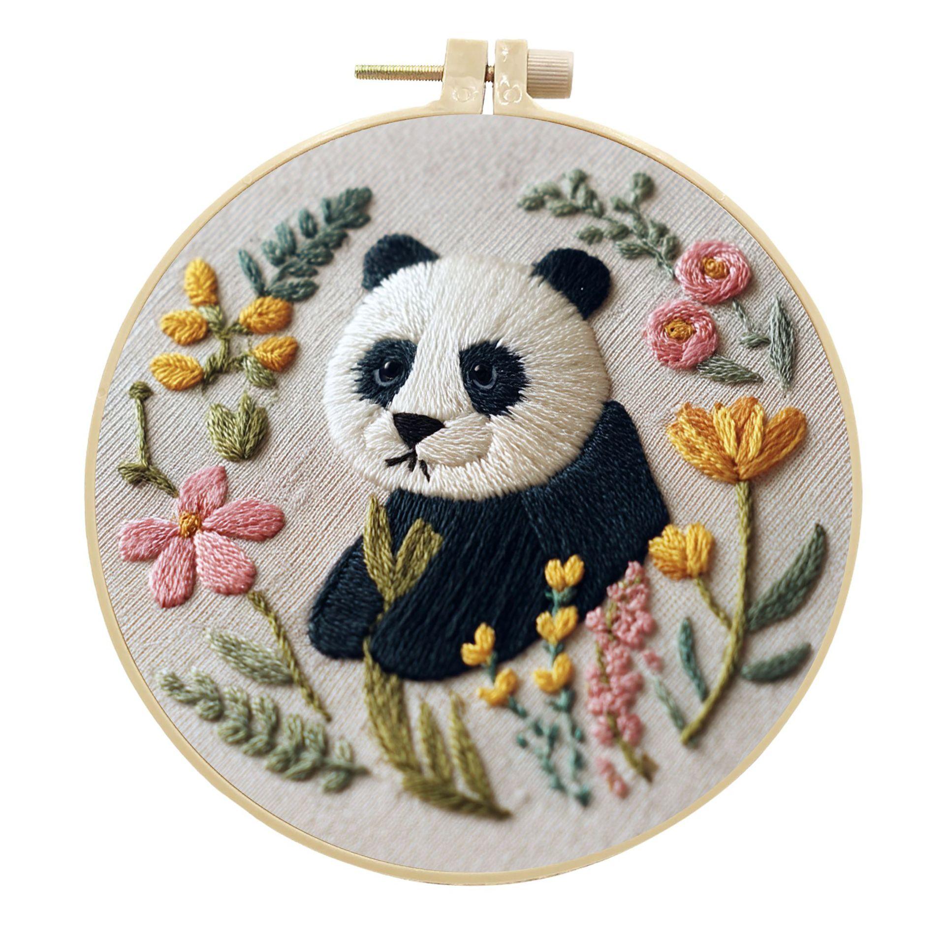 

1 шт. Панда DIY Вышивка Рукоделие Бамбуковая Рама для Вышивания Английский Набор (с инструментами в комплекте) 20cm