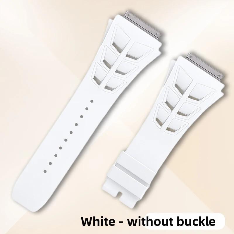 Steel head FKM Rubber Watchband For Richard Miller RM055 RM030 RM35-01 RM35-02 RM35-03 Watch Strap Soft Fluororubber accessories