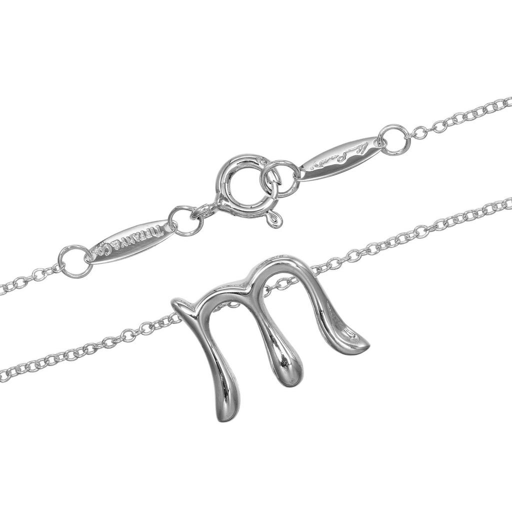 TIFFANY&Co. Alphabet letter m Necklace Silver925 2.2g Women Used