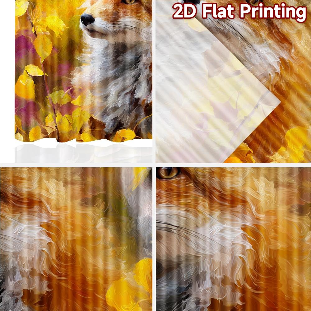 2 Stück, 2D-FLACHDRUCK Vorhänge (Ohne Stange) Herbstfuchs(1) Weihnachtsferien Vorhänge Vielseitige Polyesterstoff Vorhänge Zimmer