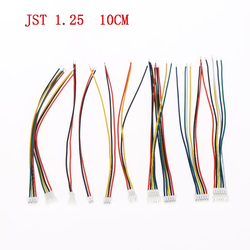 10 Stück Mini Micro JST Stecker 1,25 mm Kabel mit 2/3/4/5/6 Pin Stecker Buchse 100 mm Set Für Elektronische Komponenten