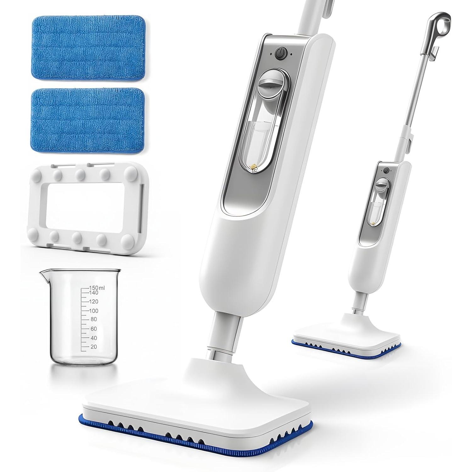 Steam Mop, Multi-Surface Steam Cleaner with Handheld Steamer for Floor Cleaning, Tile & Grout, Hardwood, Carpet, Windows, Washable Pads белый