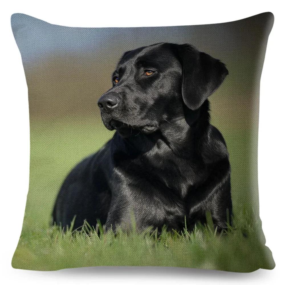 Cute Black Labrador Dog Double-Sided Printed Pillow Cover Short Plush Suitable Living Rooms Bedrooms Sofas Throw Cushion Cover