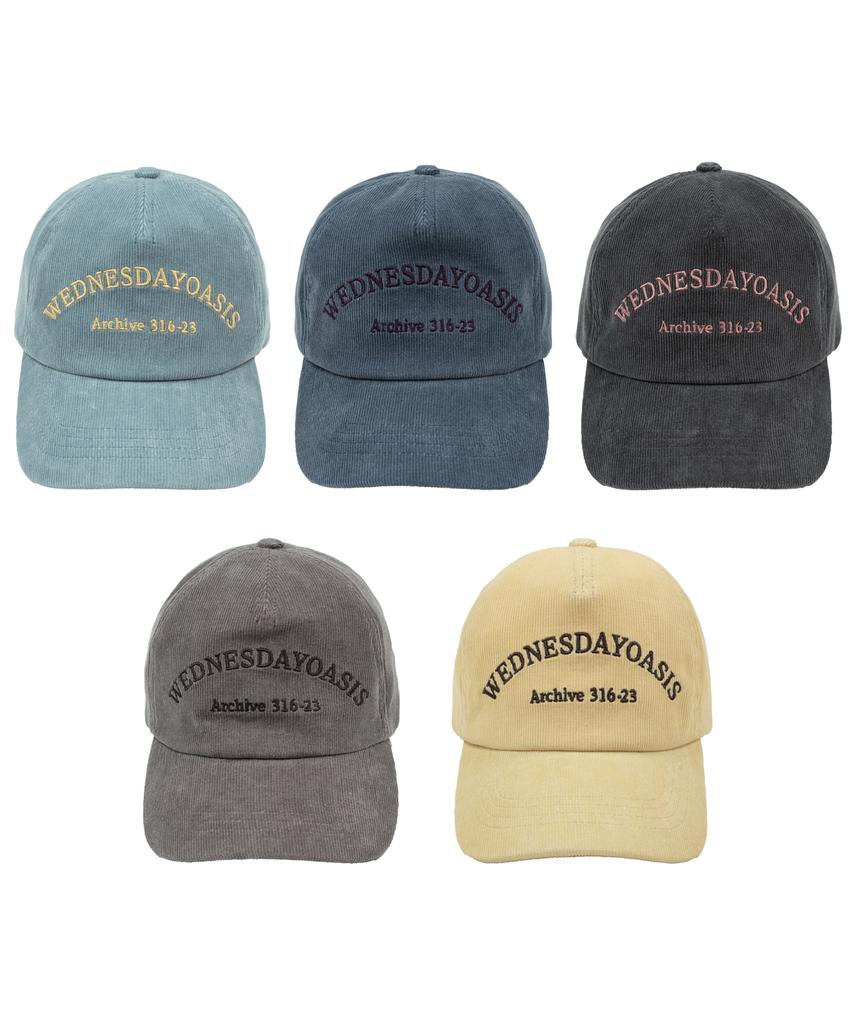 Wednesday Oasis For Woman Signature Lettering Corduroy Ball Cap (5 Colors)