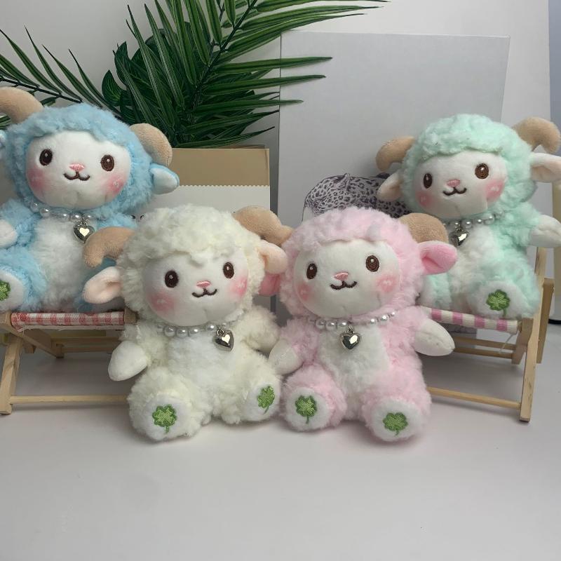 Little Sheep Stuffed Plush Keychain Soft PP Cotton Animal Doll Key Ring Cute Bag Pendant for Children Festival Gift