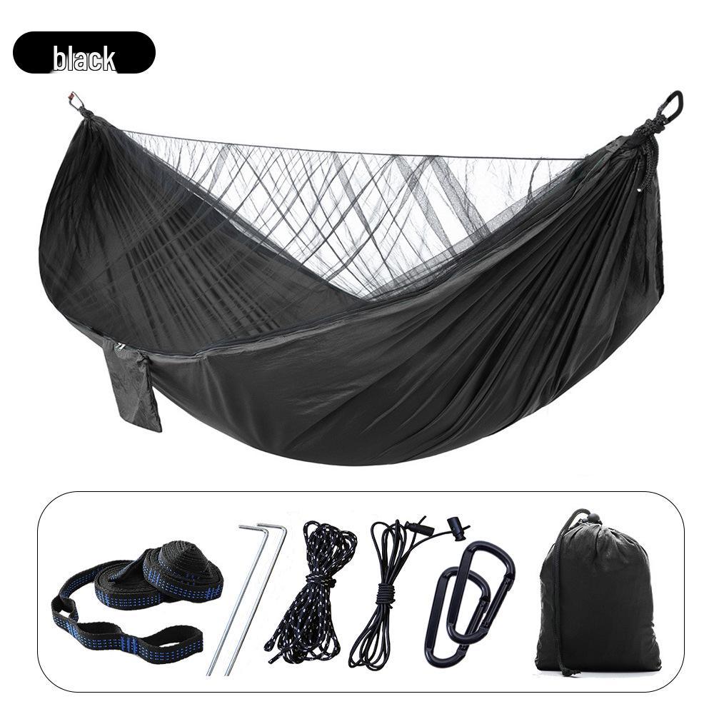 Army Green Mosquito-Proof Quick-Open Camping Hammock, Extended 290x140, Multi-Purpose Outdoor Net Hammock