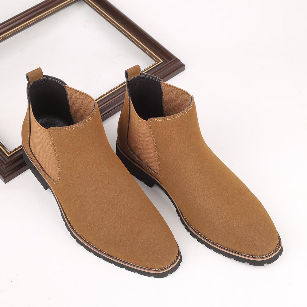 

Высококачественные мужские классические британские туфли «Челси» из коровьей замши, мужские новые удобные короткие ботинки из натуральной кожи с высоким верхом для мужчин 48 хаки
