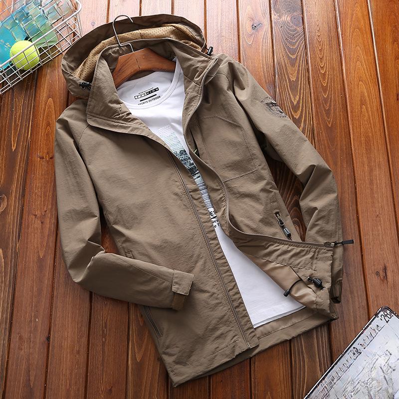 

Мужская куртка молодежная осенняя мужская тонкая повседневная куртка большого размера однотонная верхняя часть для активного отдыха XXXL хаки