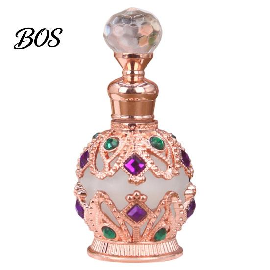 Portable Essential Oil Bottle 15ML Vintage Luxury Refillable Perfume Bottle, & Fragrance Glass Dispenser Dubai Arabian Style Empty Container