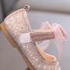 Spring Children's Lace Bow Princess Shoes Girls Bling Square Toe Leather Shoes New Kids Soft-Soled Versatility Stage Shoe I06198