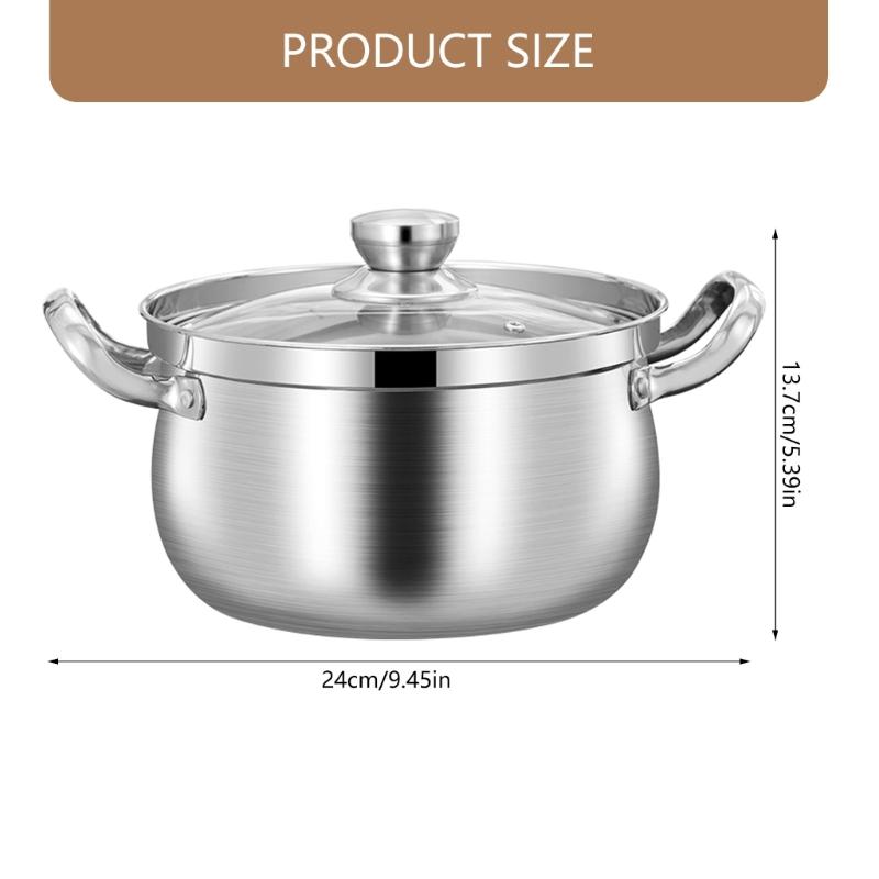 Stainless Steels Pot Milk Pan Cooking Saucepan Induction Base Soup Pot With Glass Lid Stockpot Kitchen Tool Enduring