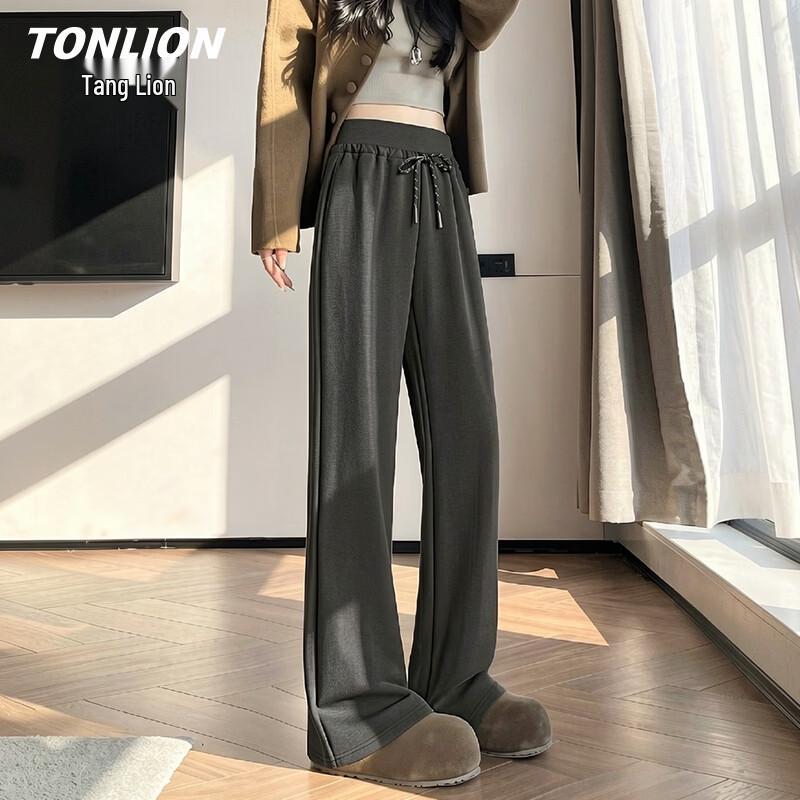 TonLion Women's High-Waist Straight Micro-Flared Pants