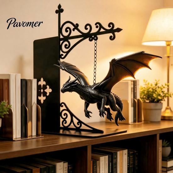 Akcesoria do domu w stylu smoczym Magiczna Pływająca Półka Lampka, Ciepłe Nocne Światło LED, Dekoracja Statua Magii Fantasy Wystrój Kącika do Czytania, Unikalne