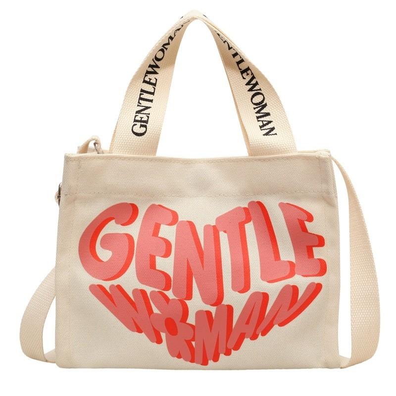 Large Capacity Letter Printed Canvas Tote Bag For Women Street Fashion Crossbody Bag