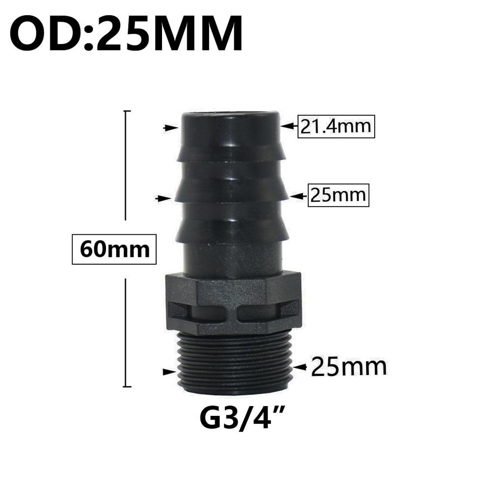 8/16/20/25/32mm Garden PE Tube Connector 1/2 3/4 1" Thread Hose Elbow Barb Coupler Fitting Farm Irrigation PE Pipe Joint