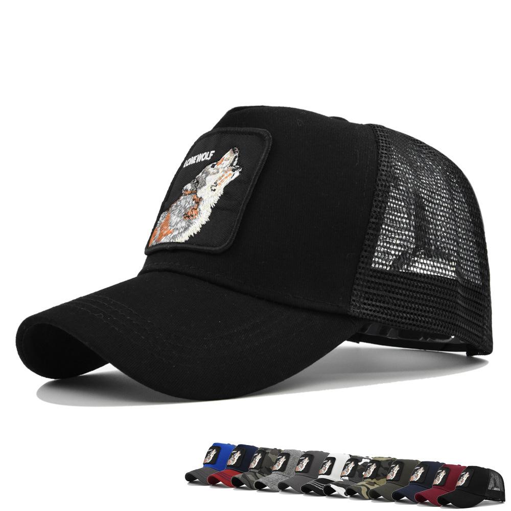 Animal Baseball Embroidered Cap Wolf Pattern Mesh Cap In A Variety Colors Of
