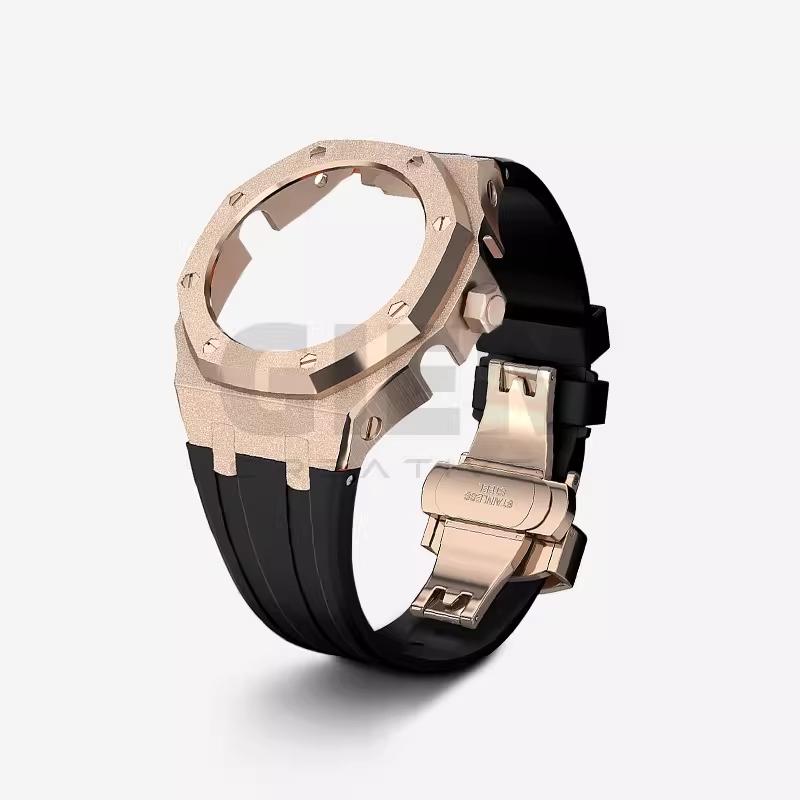 Voor Casio G-SHOCK Farm Oak GA2100/GA2110 Roestvrij Staal 316L Frost Goud Band Set GA-2100 GA-B2100 Metalen Kast Band Armband