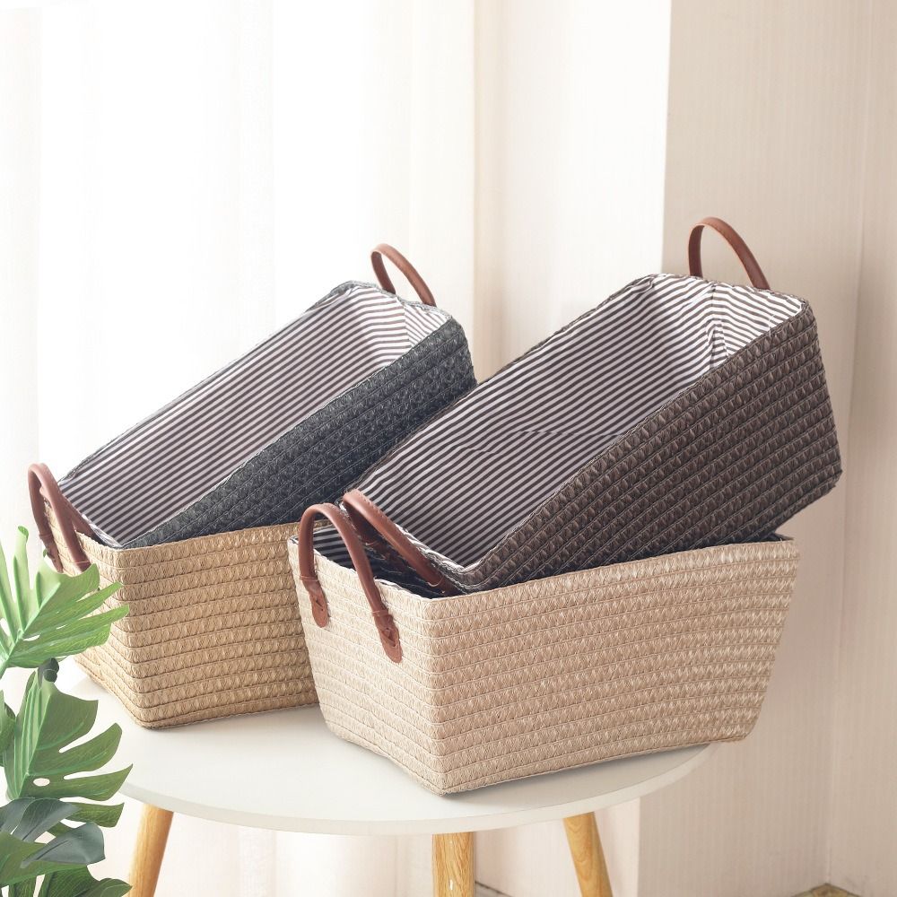 with Handle Clothes Organizer Box Straw Storage Basket High Quality Snack Container  Bathroom
