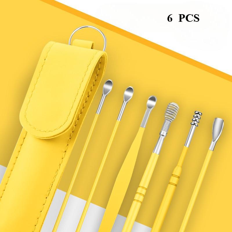 Earwax Remover Ear Cleaner Wax Removal Tool Earpick Sticks Curette Ear Pick Cleaning Ear Cleanser Spoon Health Care Earpick 6PCS