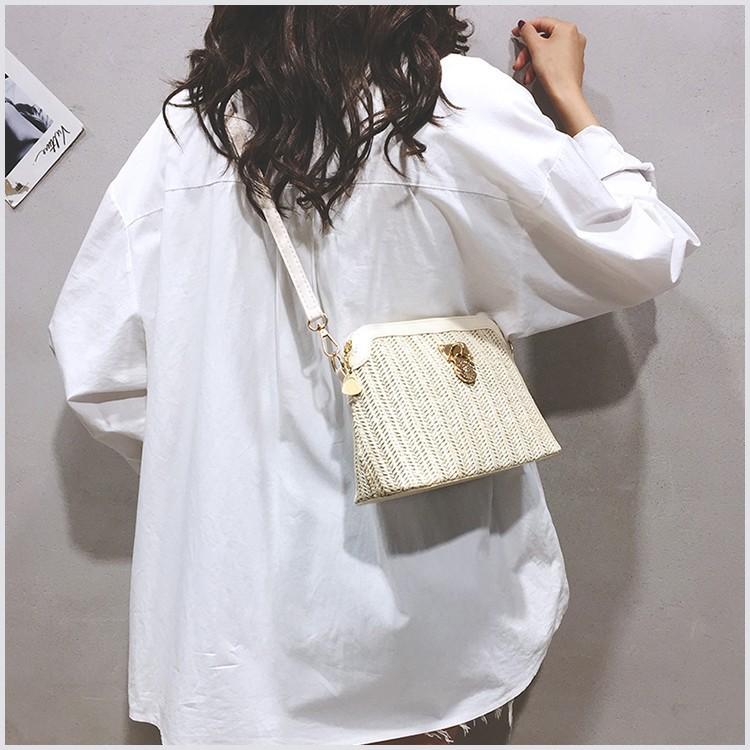 Stylish Street Fashion Shell Bag Pvc Woven Crossbody Bag For Daily Use In White