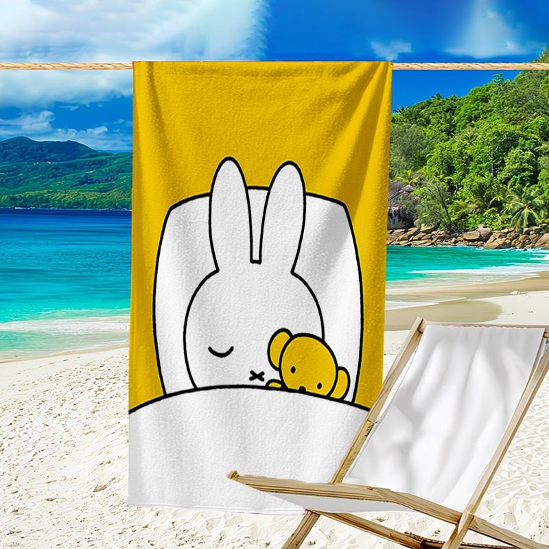 1pc Miffy4 Beach Towel, Beach and Seaside Swimming Pool Equipment, Fashion Pattern, Rectangular, Travel Essentials