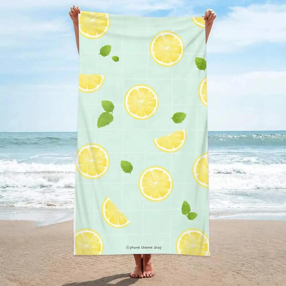Cartoon-Frucht Ananas Strandtuch Sandfrei Schnelltrocknend Mikrofaser Badetücher Übergroß Tragbar Schwimmen Bade-Decke