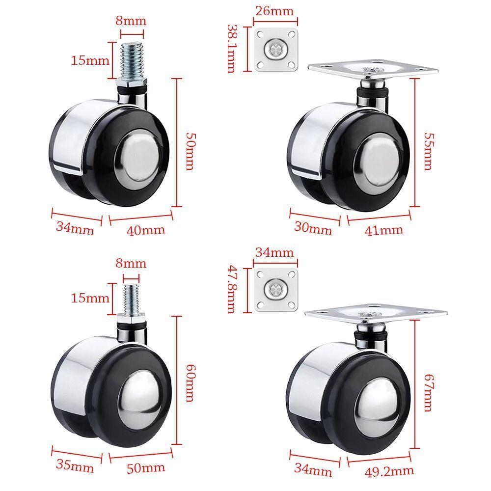 Furniture Casters Wheels Cabinet Universal Wheel Soft Rubber Universal Castor For Furniture Moving Practical Furniture Hardware