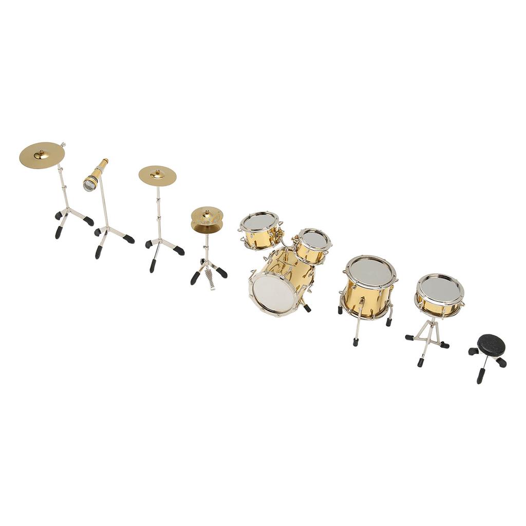 8 Pcs Mini Drum Kit Model Metal Attractive Decorative Vivid Style Dollhouse Instruments Model for