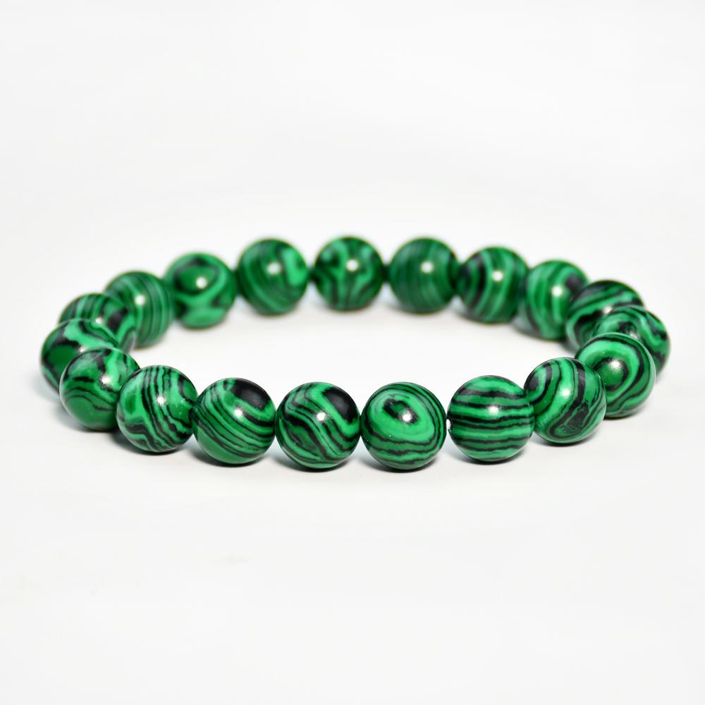 Naturligt grön malakitstenarmband 4/6/8/10mm Handgjorda runda pärlarmband Dammode Sommarsemester Zirkon