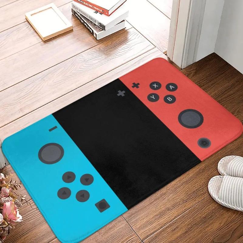 Binary Game Controller Door Mat Small Carpet Blue Digital Effect Design Anti-slip Rug for Tech Gamer Home Decor