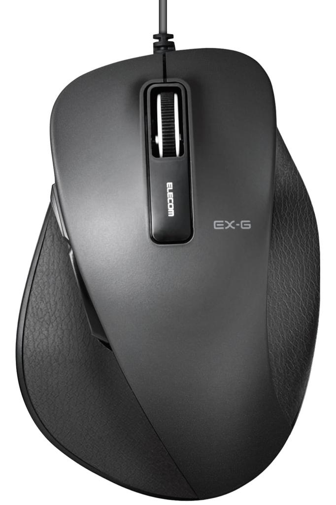 ELECOM Wired Large 5 Buttons Back and Forward Blue Perfect Mouse, Size, (with Buttons), Quiet, LED, Grip, Black, M-XGL10UBSBK