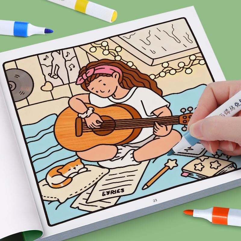 24 Pages Coloring Book Creative DIY Entertainment Illustrations Hand Drawn Cartoon Animal Princess Art children's Drawing Book