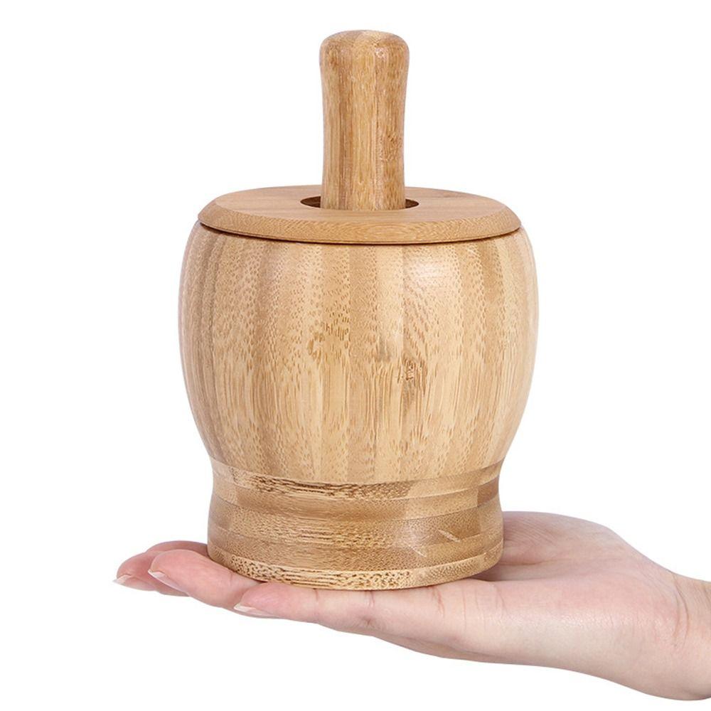 Splash-proof Manual Spice Crusher Premium Bamboo Garlic Masher Restaurant Kitchen