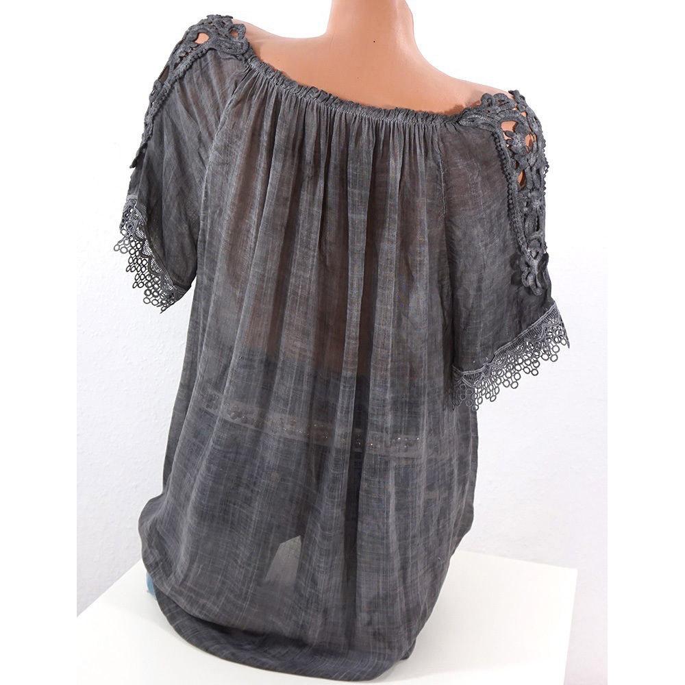 Cotton Linen Women Blouses Summer Short Sleeve Slash Collar Solid Blouse Half Transparent Shirts Plus Size Top