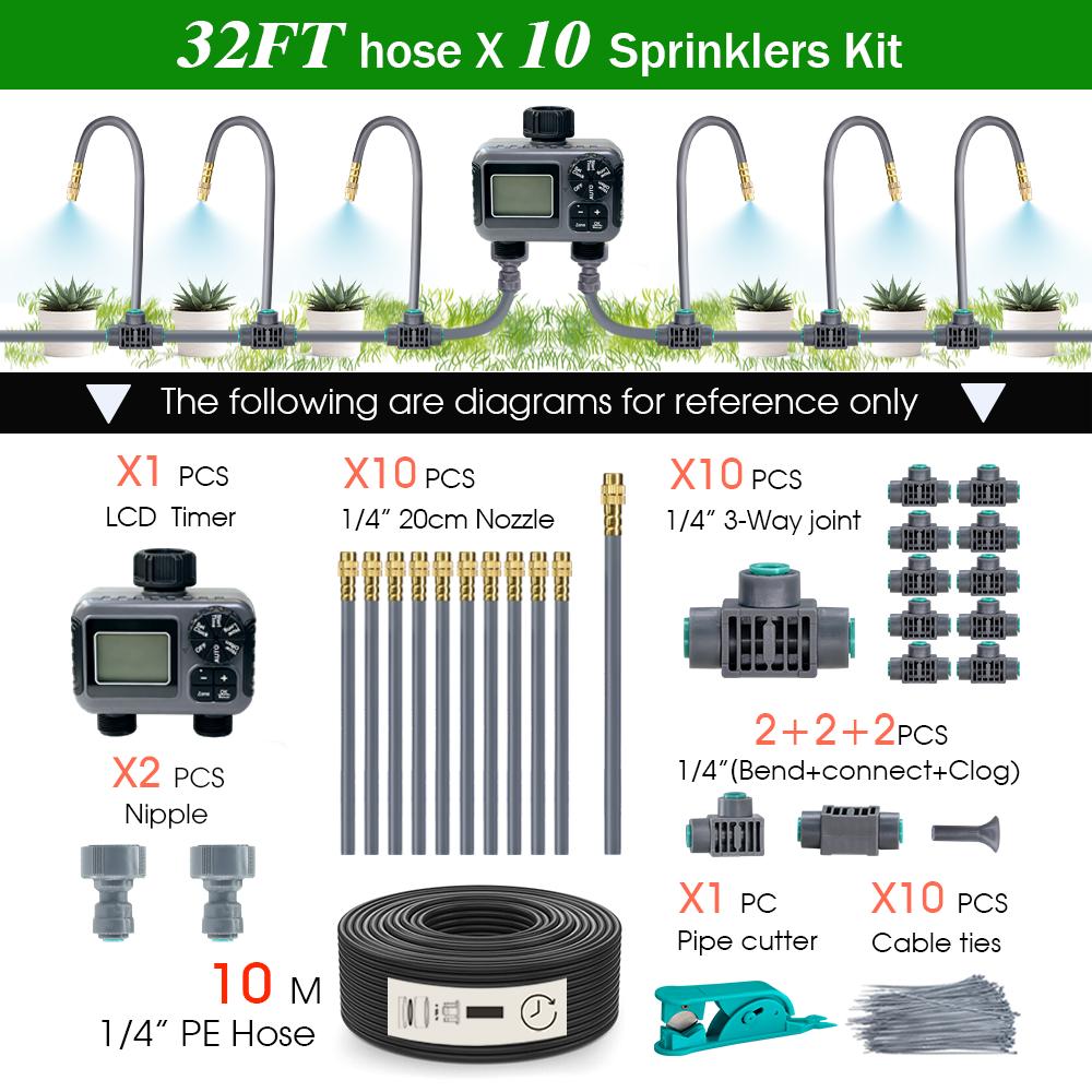 

Dual-zone Independent LCD Smart Display Garden Watering Timer Atomization Spray Kit Mist Cooling System Irrigation Controller