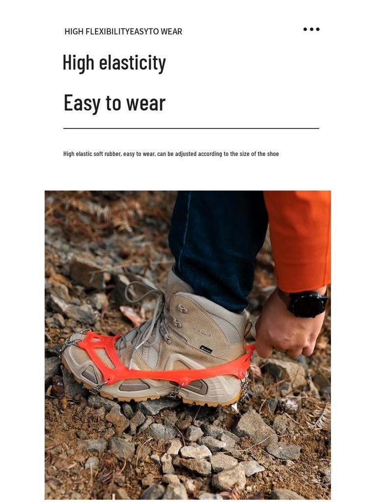 13-Zahn Schneekrallen Steigeisen aus Edelstahl: Verstärkte Anti-Rutsch-Ketten für Eisklettern