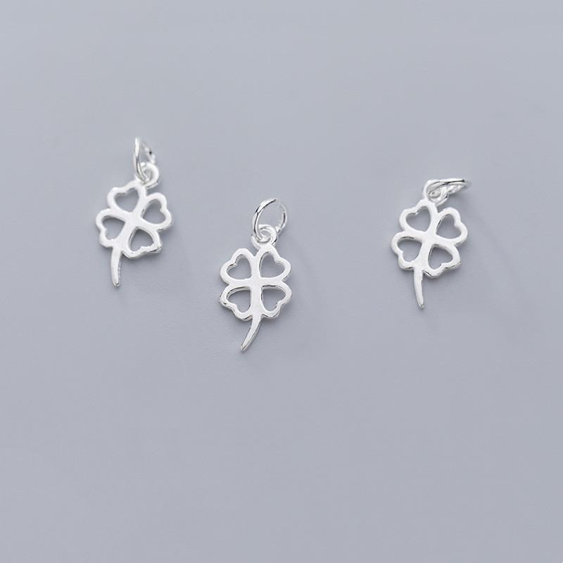Hot Sale 925 Sterling Silver Hollow Four Leaf Clover Charm for Necklace Making Pendant